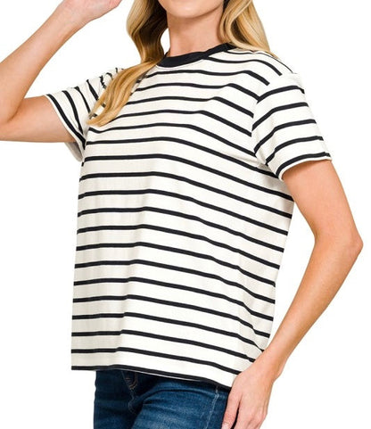 Stripe Classic Cotton Tee Black