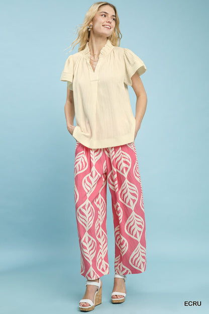 UMGEE Flutter Sleeve Top Ecru Neutral