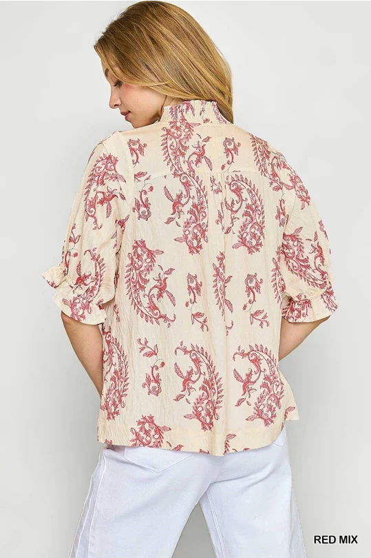 UMGEE Paris Paisley Top Red Mix
