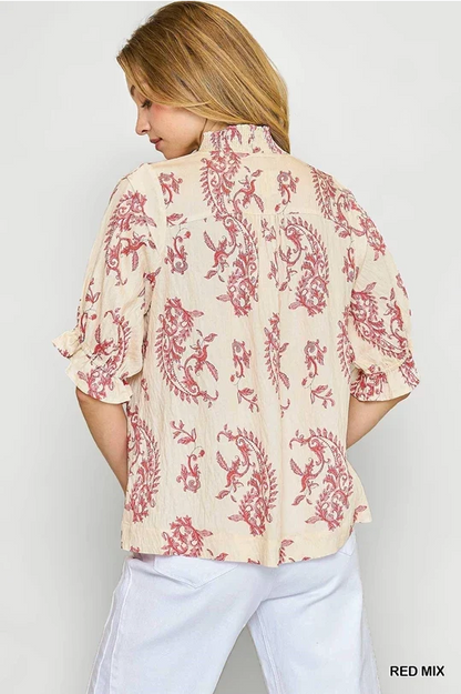 UMGEE Paris Paisley Top Red Mix