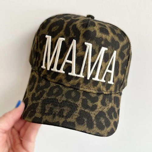 Embroidered Leopard Print MAMA Trucker Hat