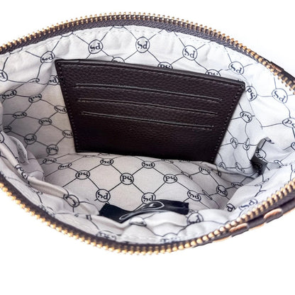 Emma Woven Clutch Wristlet Checker Tan