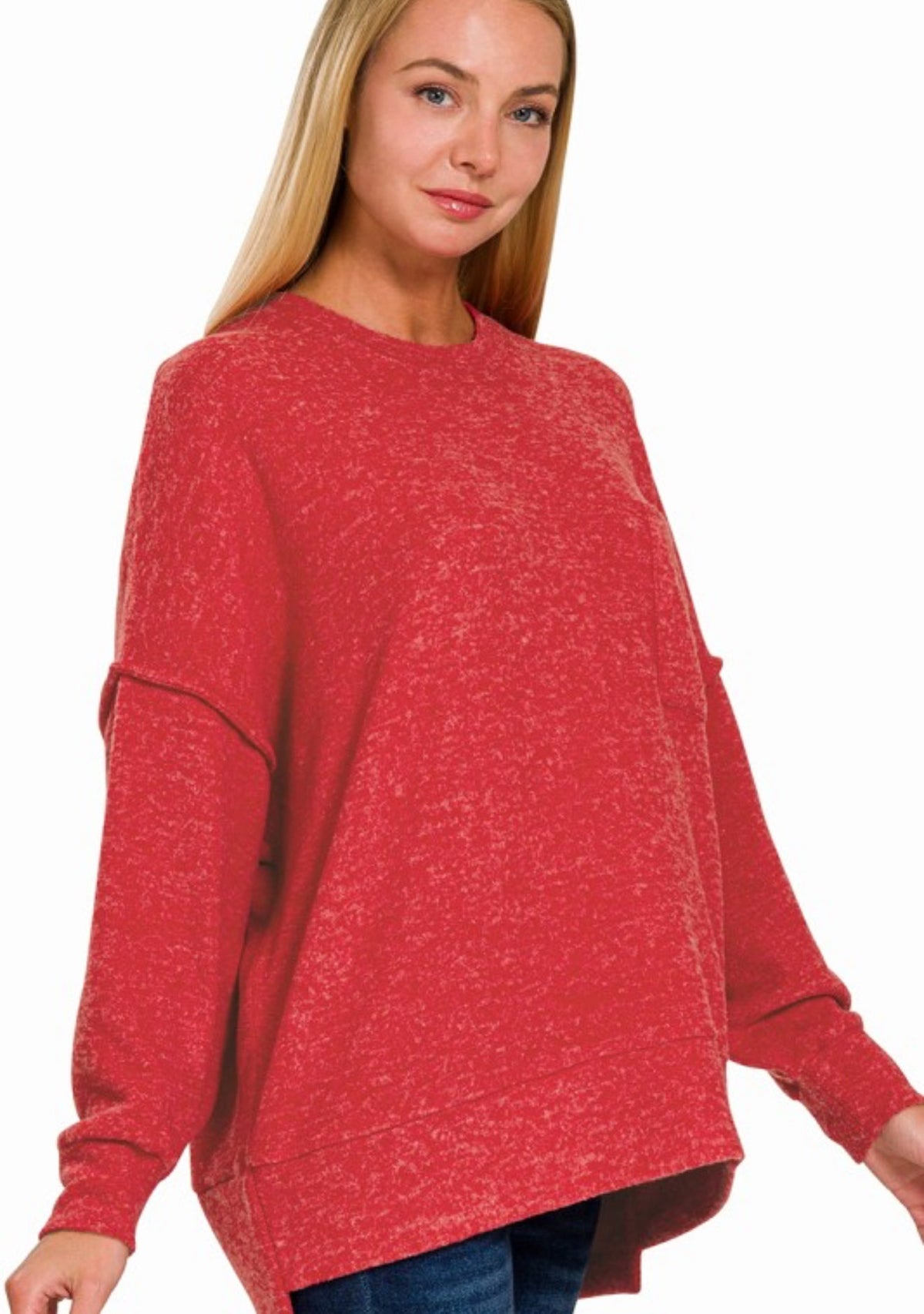 Sweater Weather Pocket Sweater Dark Red