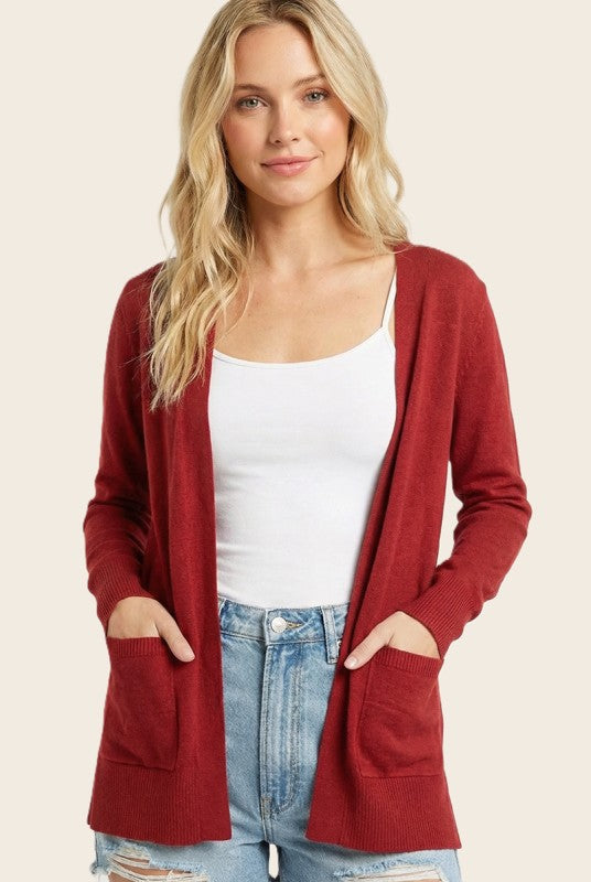 Basic Everyday Cardigan Wine