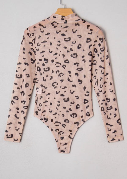 Khaki Leopard Mesh Layering Bodysuit