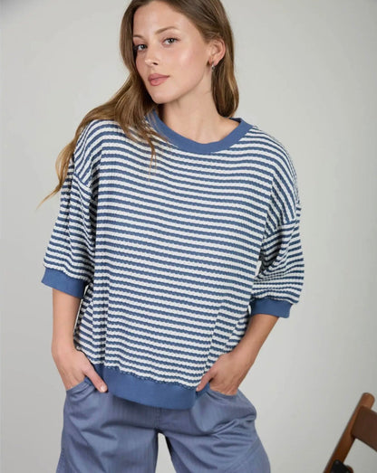 Blue Stripe Knit Top