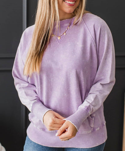 Acid Wash Pocket Sweatshirt Violet
