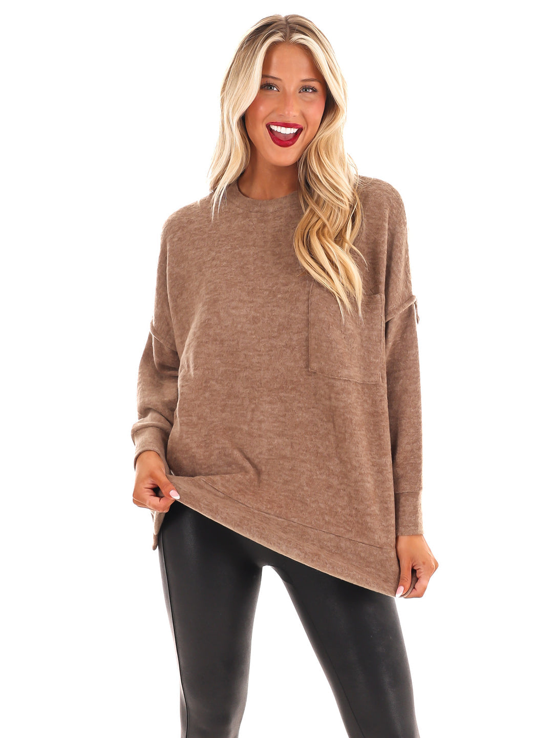 Sweater Weather Pocket Sweater Mocha