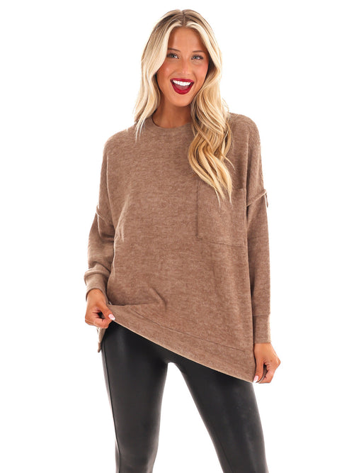 Sweater Weather Pocket Sweater Mocha