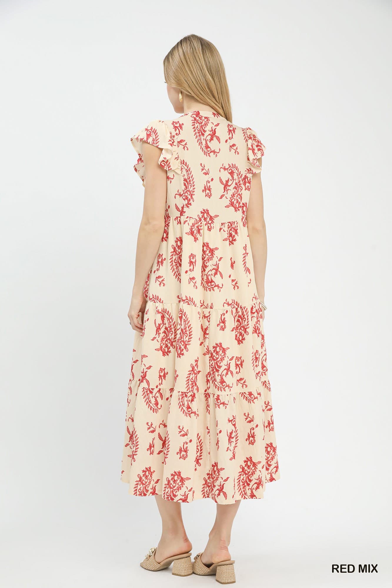 UMGEE Charlotte Paisley Midi Dress Red Mix