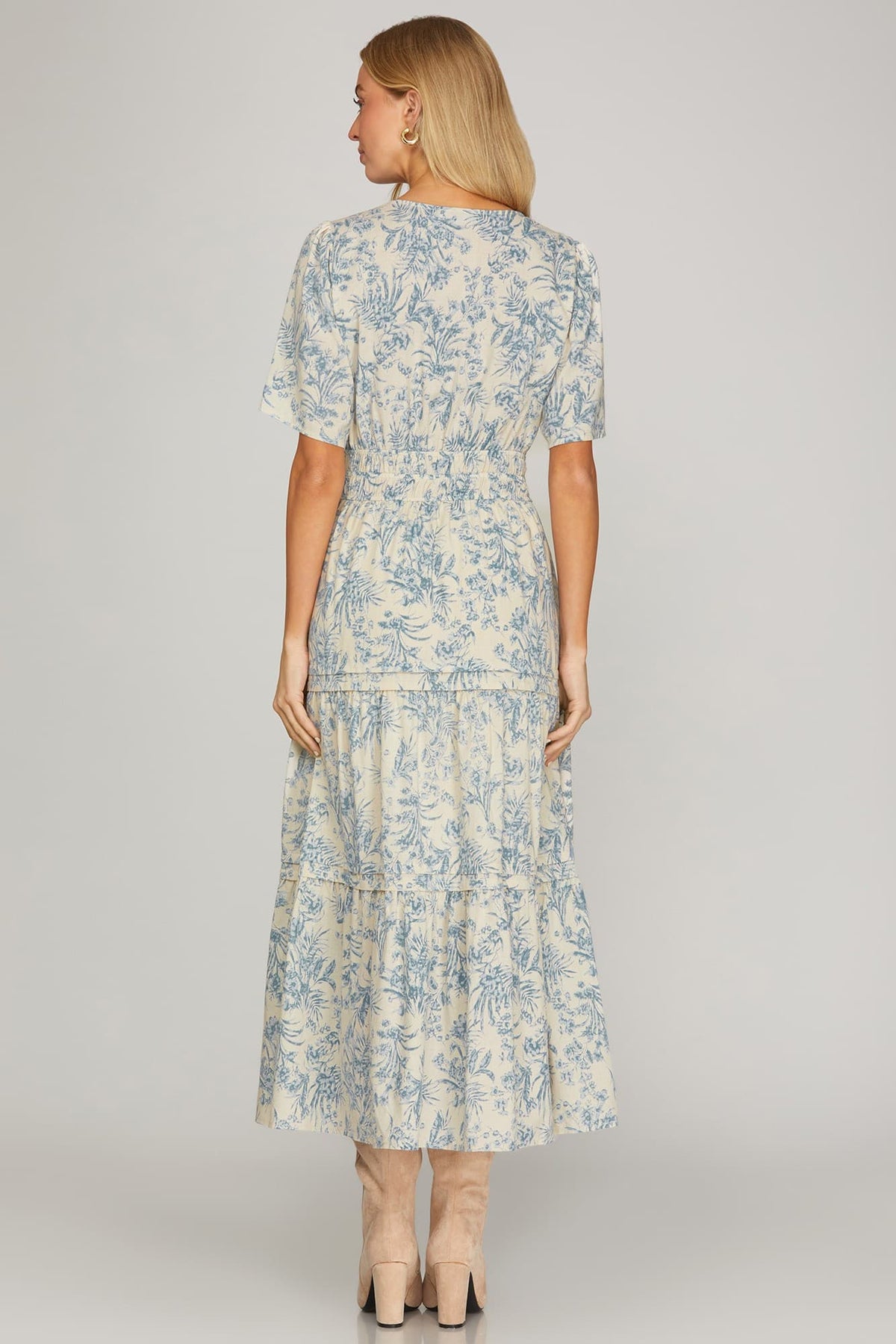 Catalina Blue Floral Tiered Dress