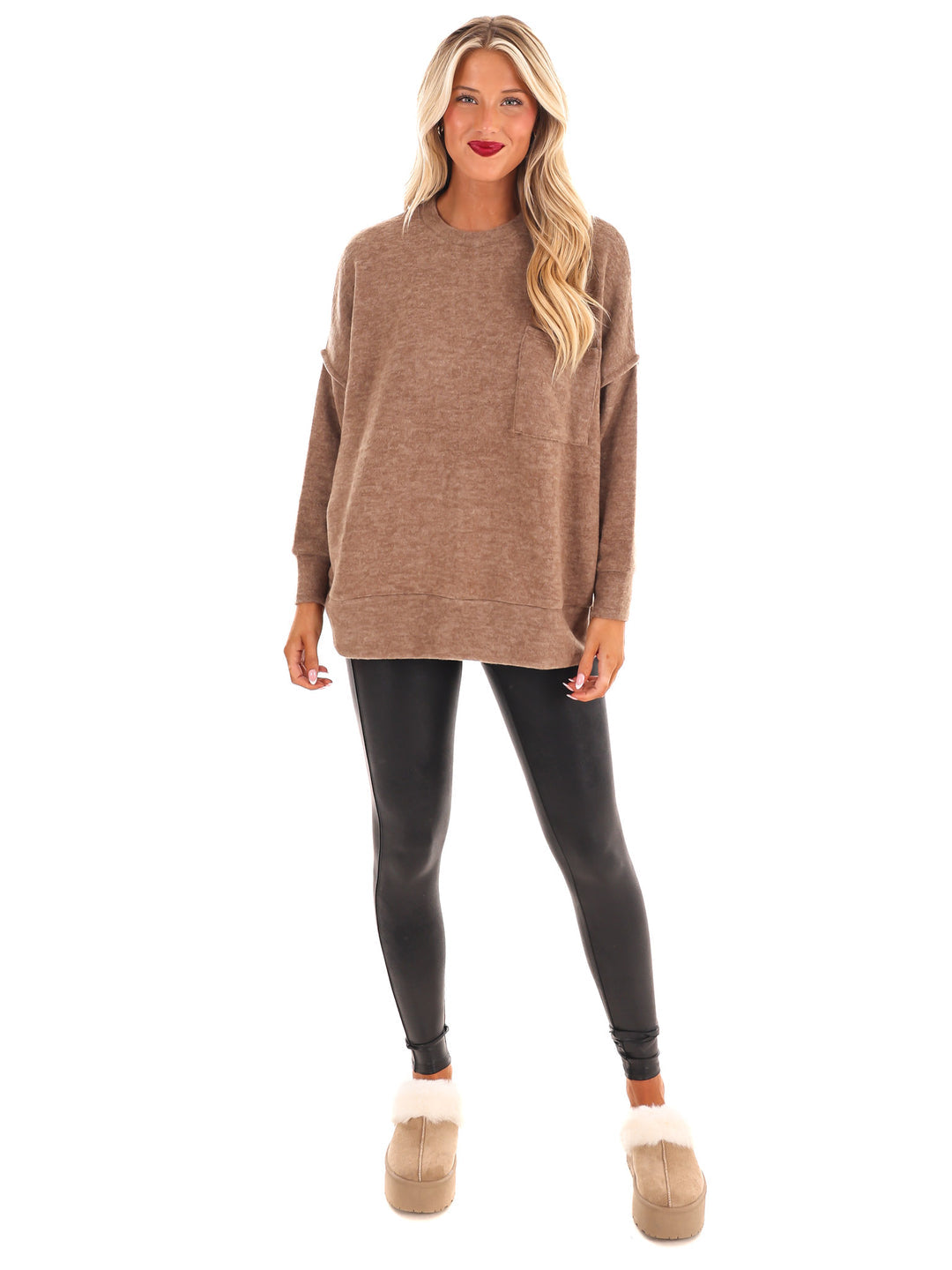 Sweater Weather Pocket Sweater Mocha