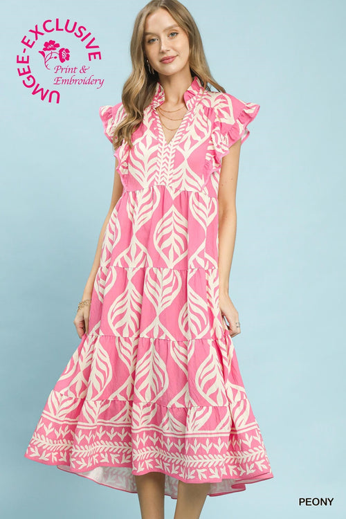 UMGEE Pink Peony Print Dress
