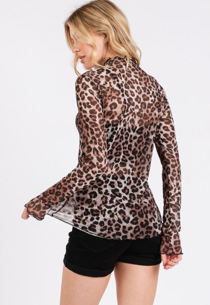 Leopard Mesh Layering Top