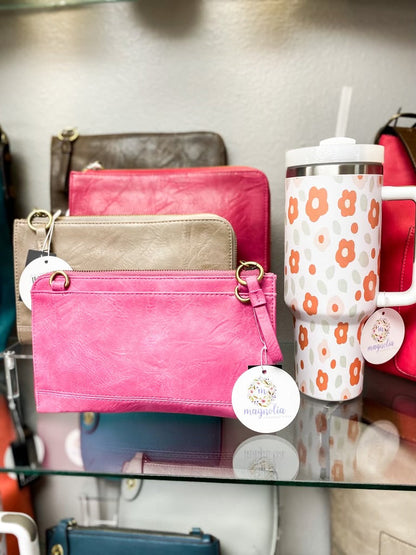 2 PC Karina Convertible Wristlet & Wallet Set Vivid Pink