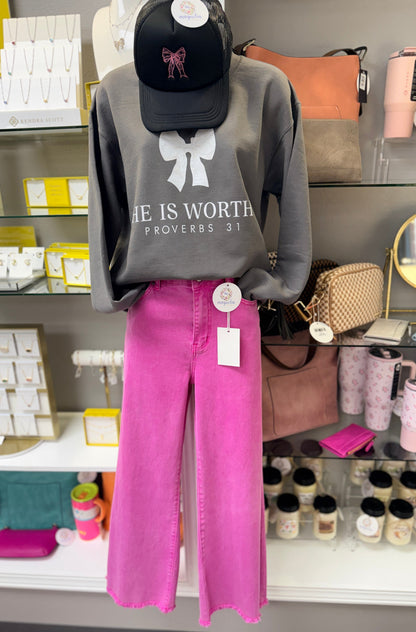 She Is Worthy Sweatshirt Charcoal
