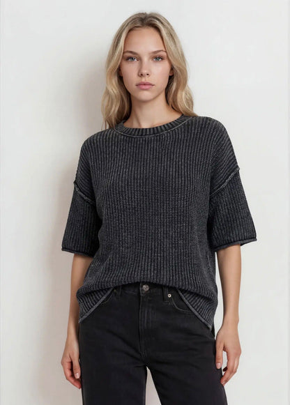 Washed Crew Sweater Vintage Black