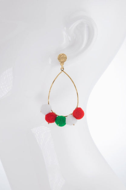 Festive Metal & Cotton Teardrop Earrings