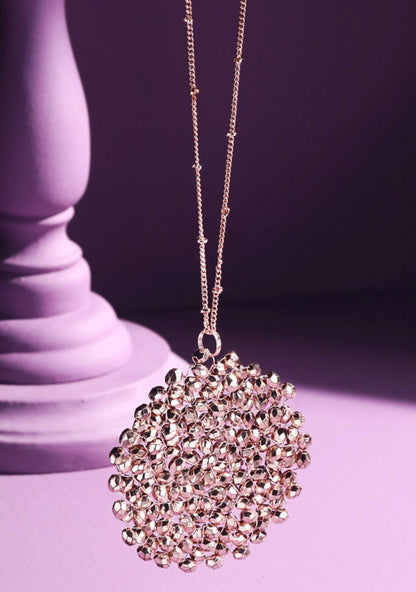 Glass Bead Circle Pendant Necklace
