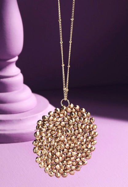 Glass Bead Circle Pendant Necklace