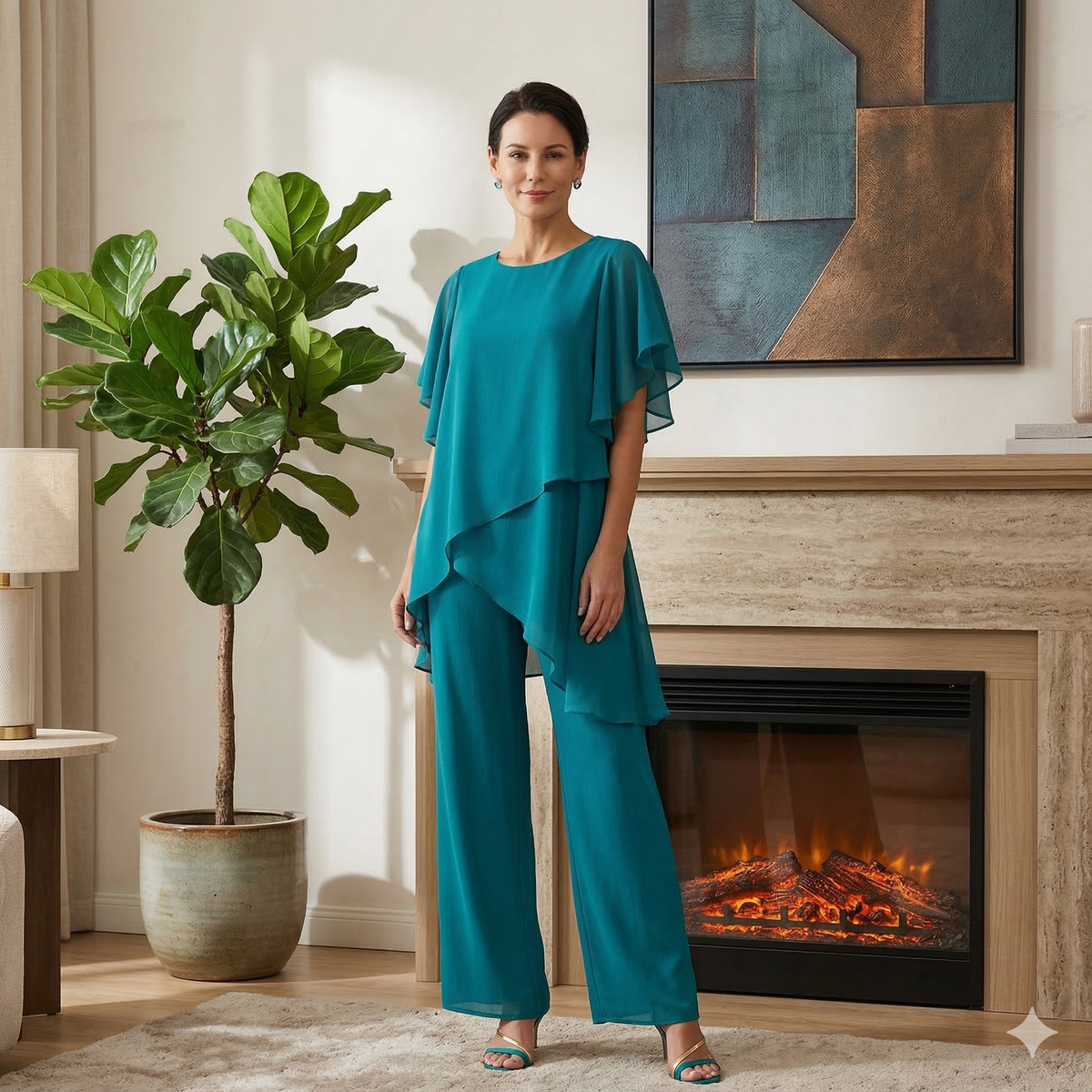 Jessenia - Layered Tunic and Trousers Set