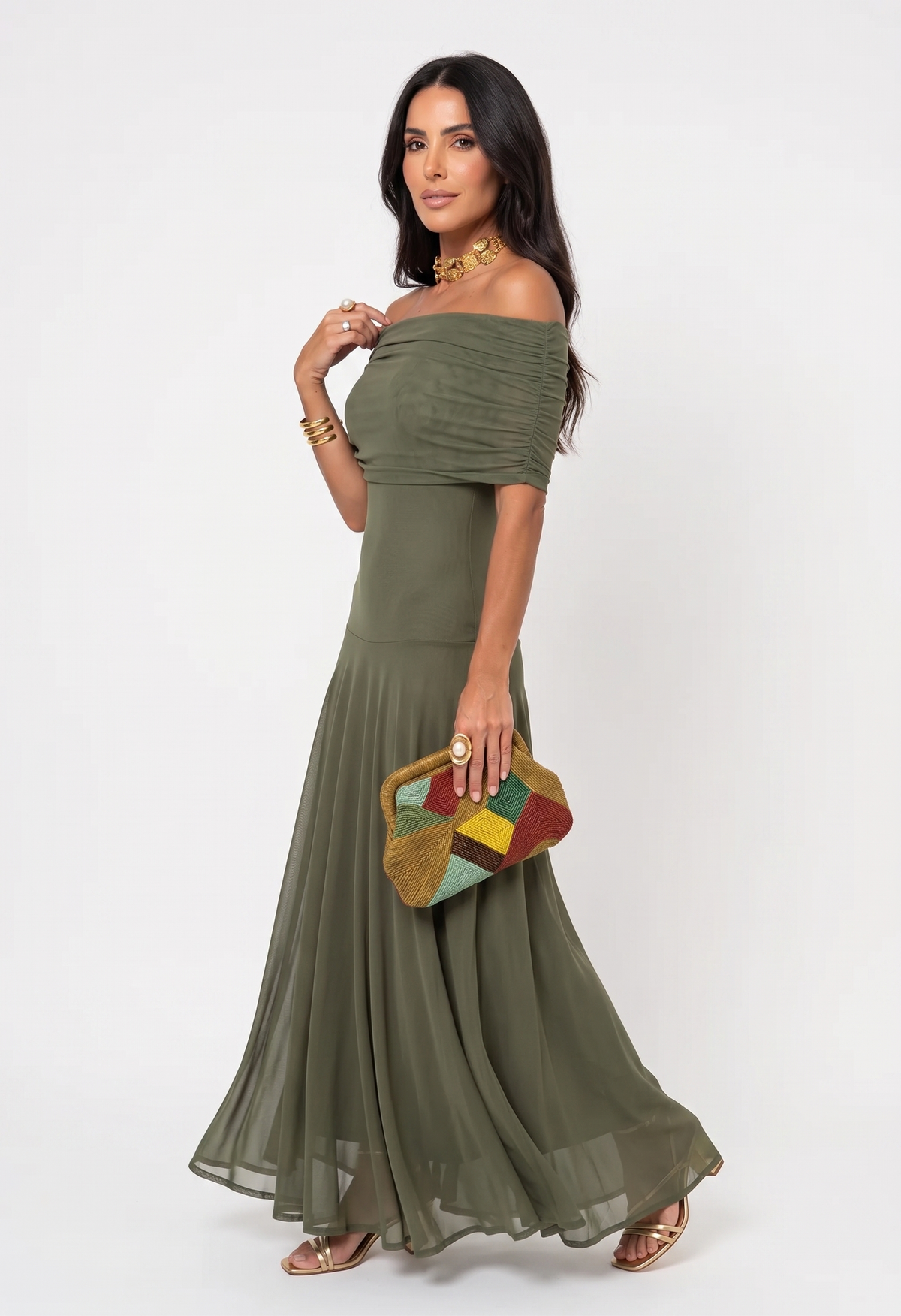 Kaida - Draped Off-Shoulder Dress