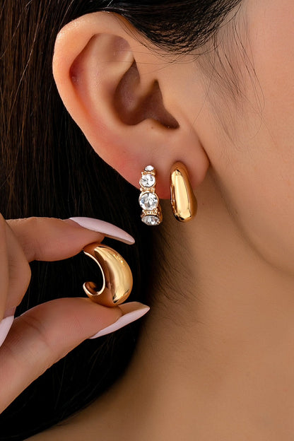 Geo Puffy Hoop Trio Set Gold