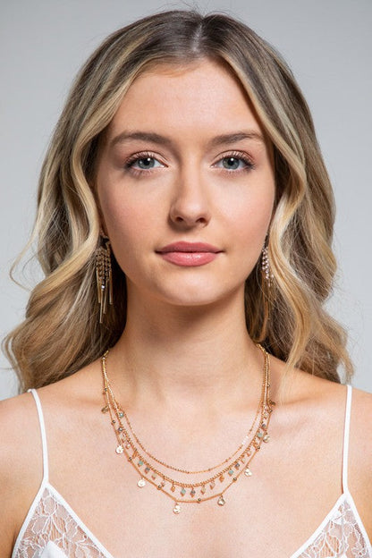 Glass & Metal Bead Layered Necklace