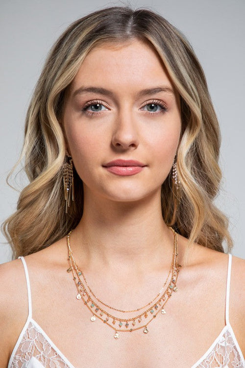 Glass & Metal Bead Layered Necklace