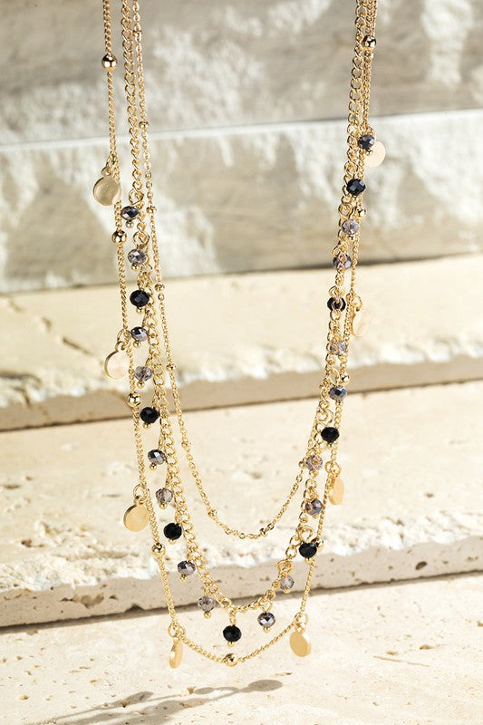 Glass & Metal Bead Layered Necklace