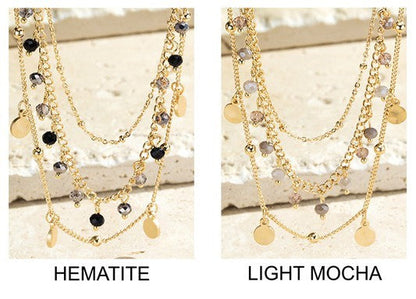 Glass & Metal Bead Layered Necklace
