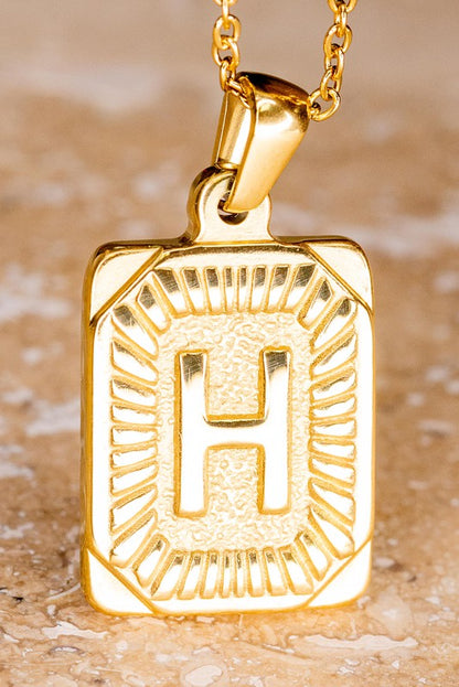 Dylan Gold Rectangle Initial Pendant Necklace