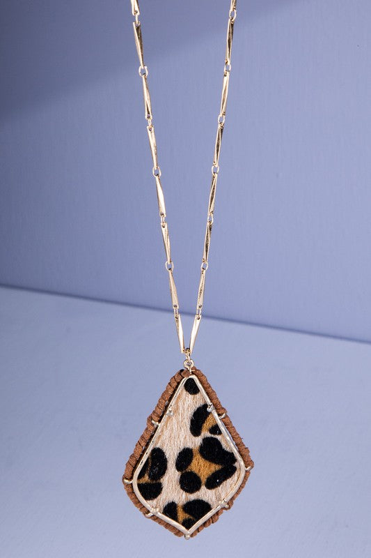 Hair on Hide Wrapped Pendant Necklace