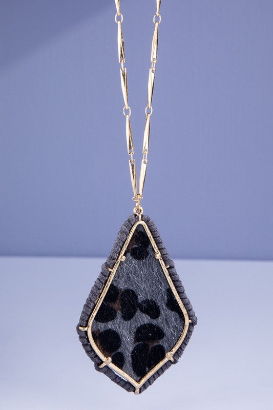 Hair on Hide Wrapped Pendant Necklace