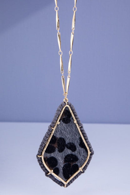 Hair on Hide Wrapped Pendant Necklace