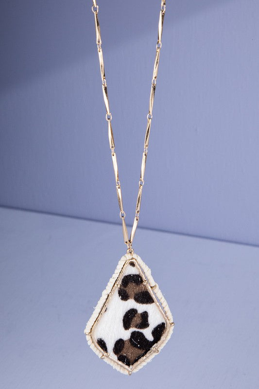 Hair on Hide Wrapped Pendant Necklace