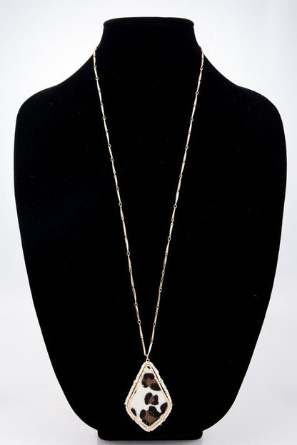 Hair on Hide Wrapped Pendant Necklace