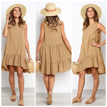 Robe d'été à pois jaune bohème