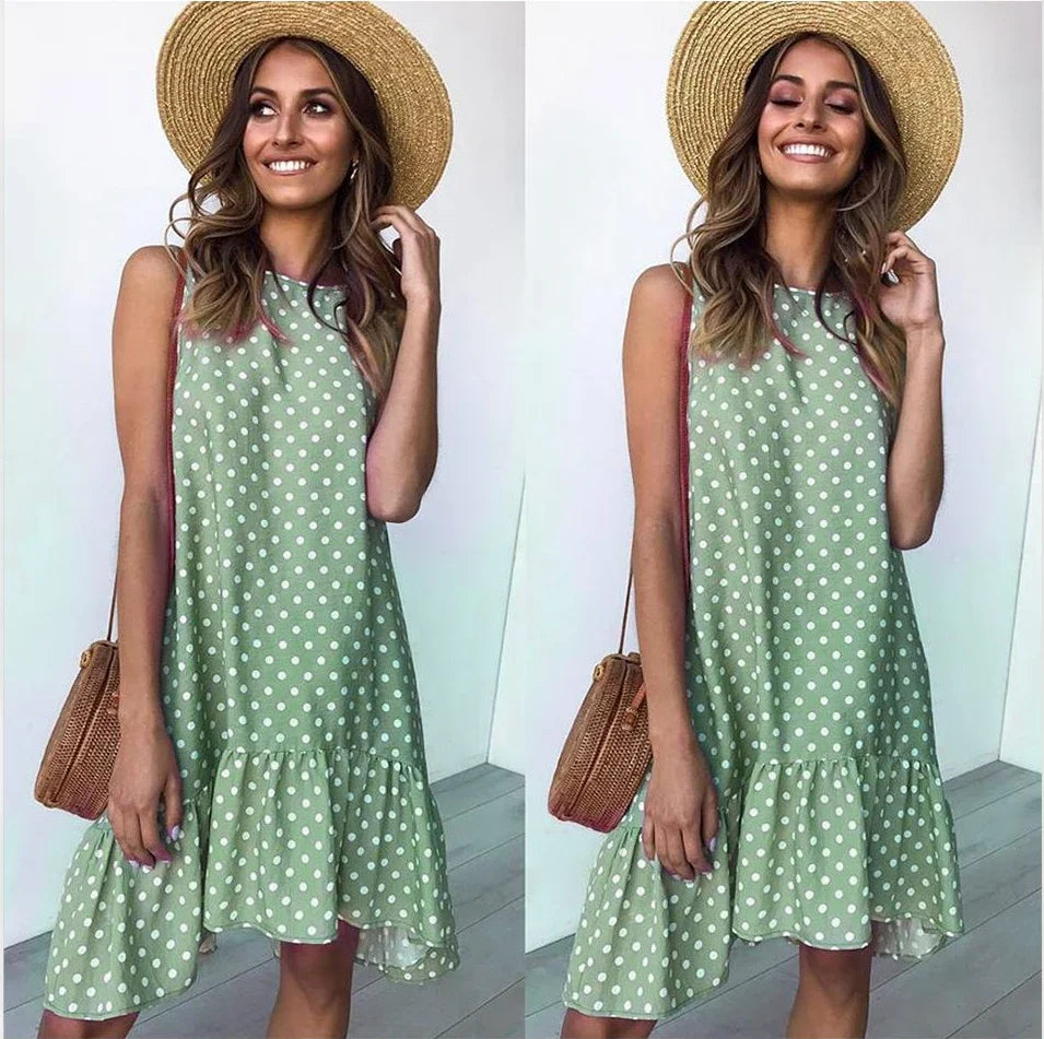 Robe d'été à pois jaune bohème