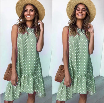 Robe d'été à pois jaune bohème