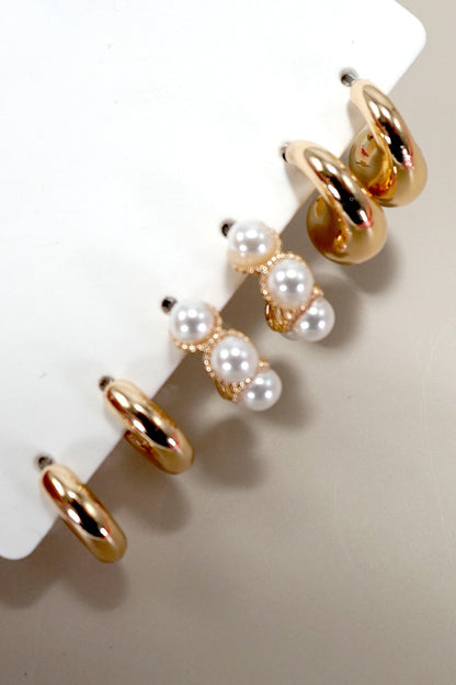 Huggie Hoop Trio Gold Earring Set