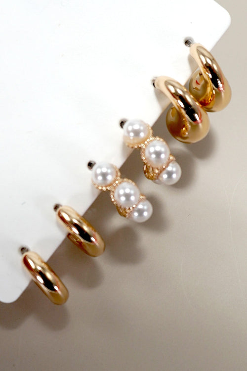 Huggie Hoop Trio Gold Earring Set