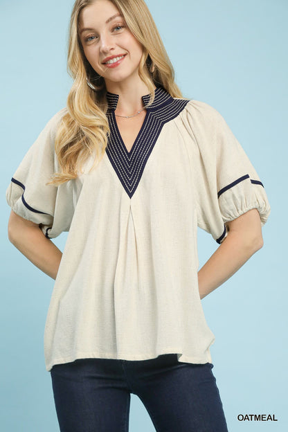 UMGEE Oatmeal Midnight Contrast Top