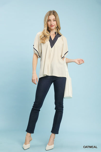 UMGEE Oatmeal Midnight Contrast Top