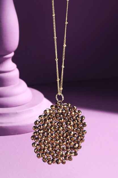 Glass Bead Circle Pendant Necklace