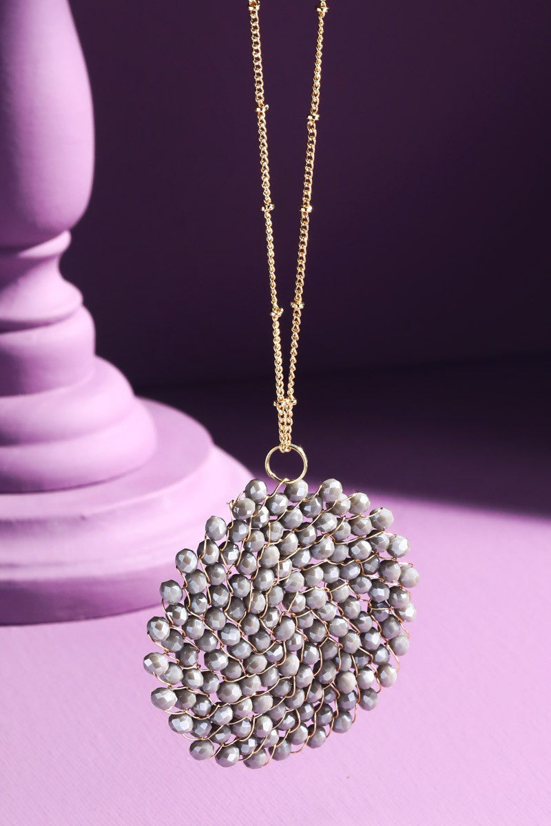 Glass Bead Circle Pendant Necklace