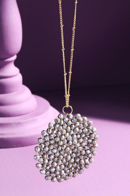 Glass Bead Circle Pendant Necklace