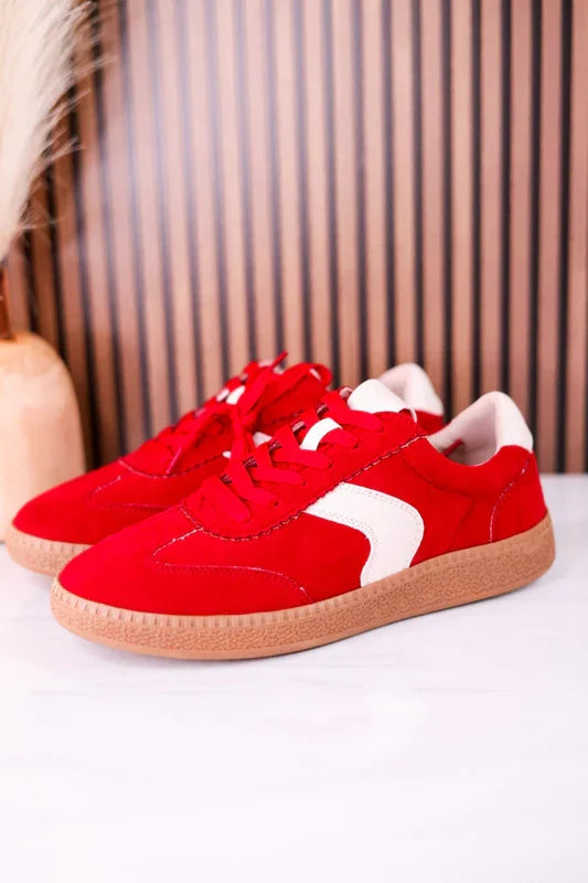 CORKYS Spoiler Alert Sneaker Red Faux Suede