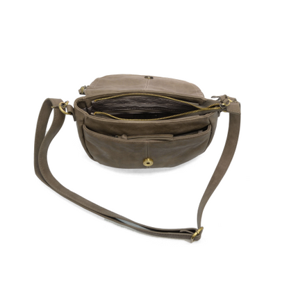 Joy Susan Helene Saddle Crossbody Bag Dark Taupe