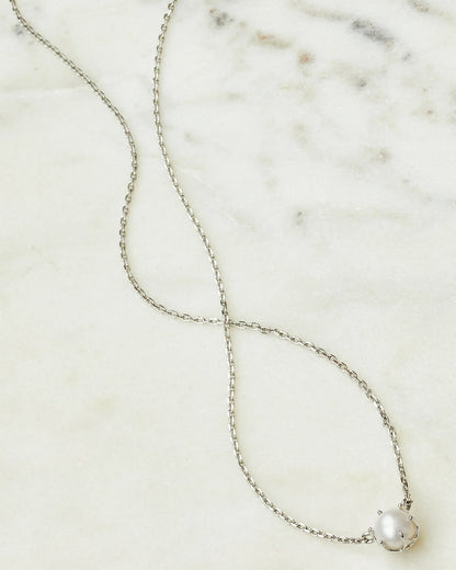 KS ASHTON PEARL PENDANT NECKLACE SILVER